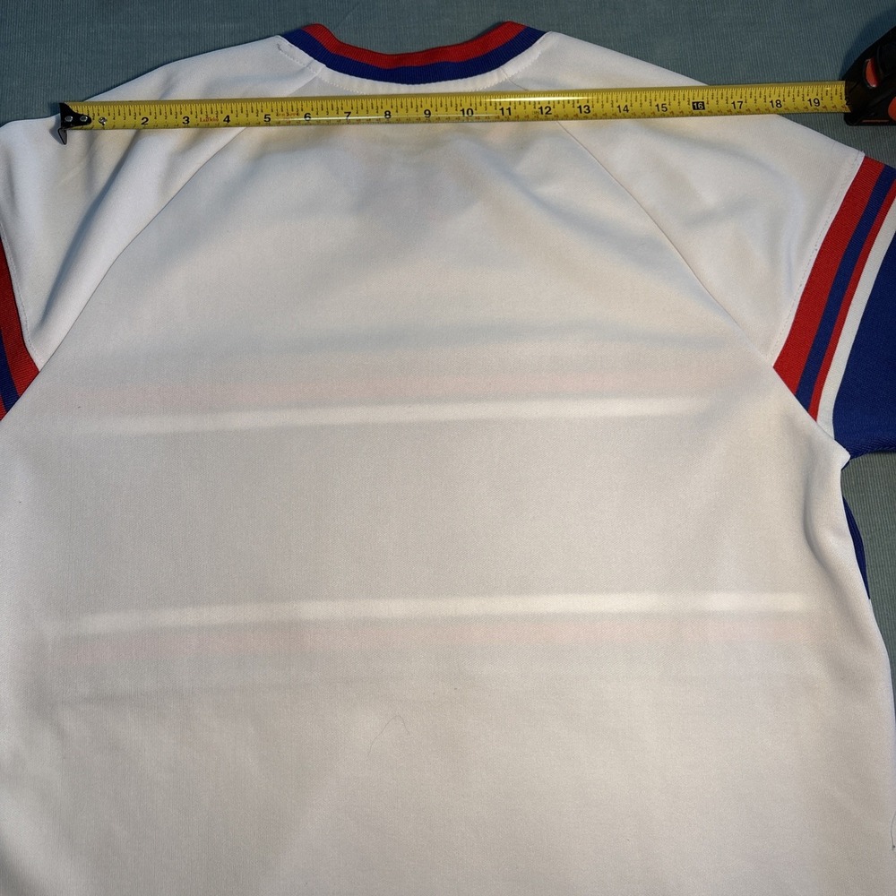 NBA Basketball Jersey Shirt Mens Medium White Blue Red Colorblock Logo V-Neck - Picture 5 of 10